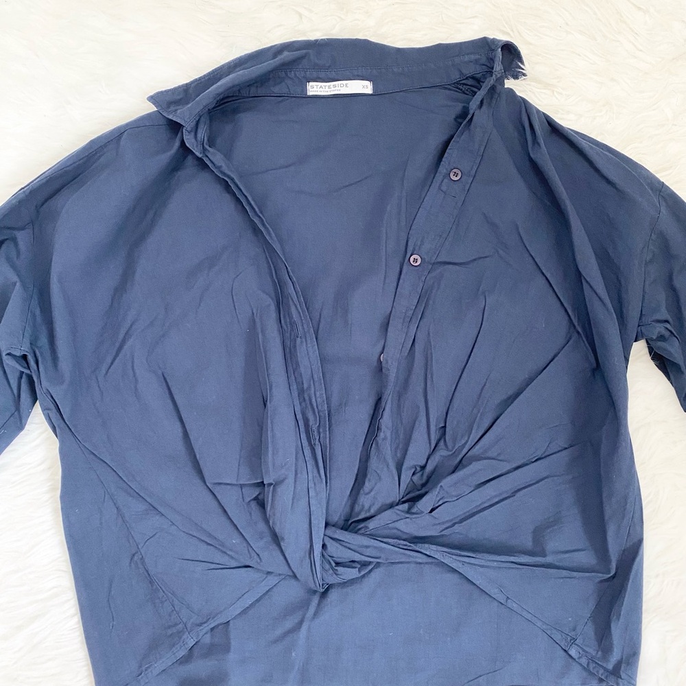 STATESIDE Dark Blue Women's Button-Down Shirt - Picture 3 of 6